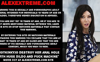 Hotkinkyjo nullify her anal hole with huge dildo & machine