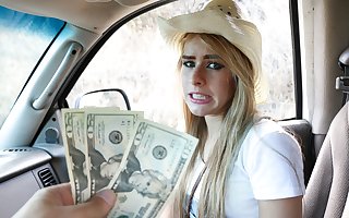 Petite Fair-haired Teen Fucked By Stranger Outdoors For Money POV