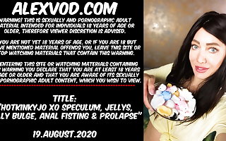 Hotkinkyjo XO speculum, jellys, vitals bulge, anal fisting