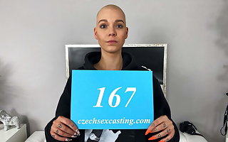 Shaved head girl in casting fuck dream