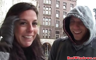 Euro hooker pussylicked forwards jerking trio